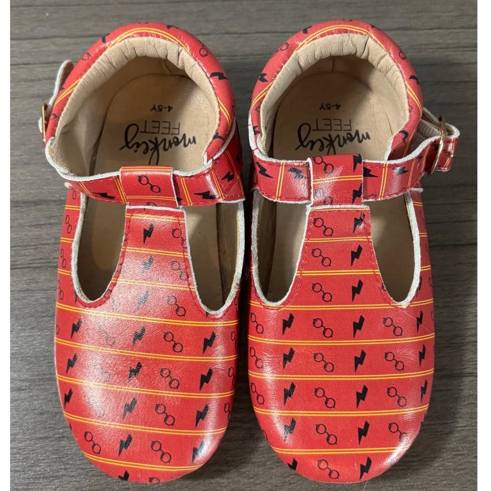 Monkey Feet Harry Potter Red T-Strap Moccasin Kids‎ Shoes Size 4-5Y